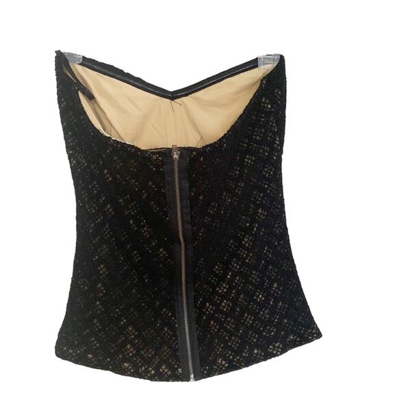 Urban Outfitters Pins & Needles Black Crochet Lace Zip Back Bustier Large - Picture 2 of 5